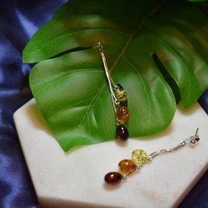 .925 Amber Drop Earrings